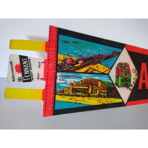 Atlantic City Banner Felt Pennant Steel Pier Convention Hall Vintage Uncut - Picture 4 of 7